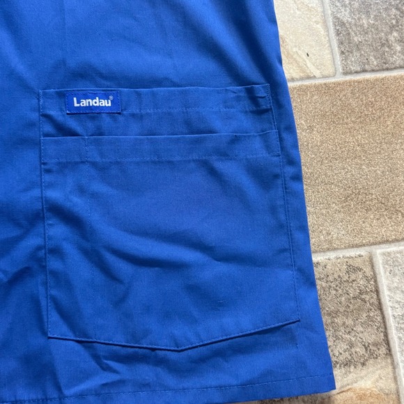 Landau Women's Blue Scrub Jacket Long Sleeve Snap Front Pockets‎ Size SML - Picture 2 of 7